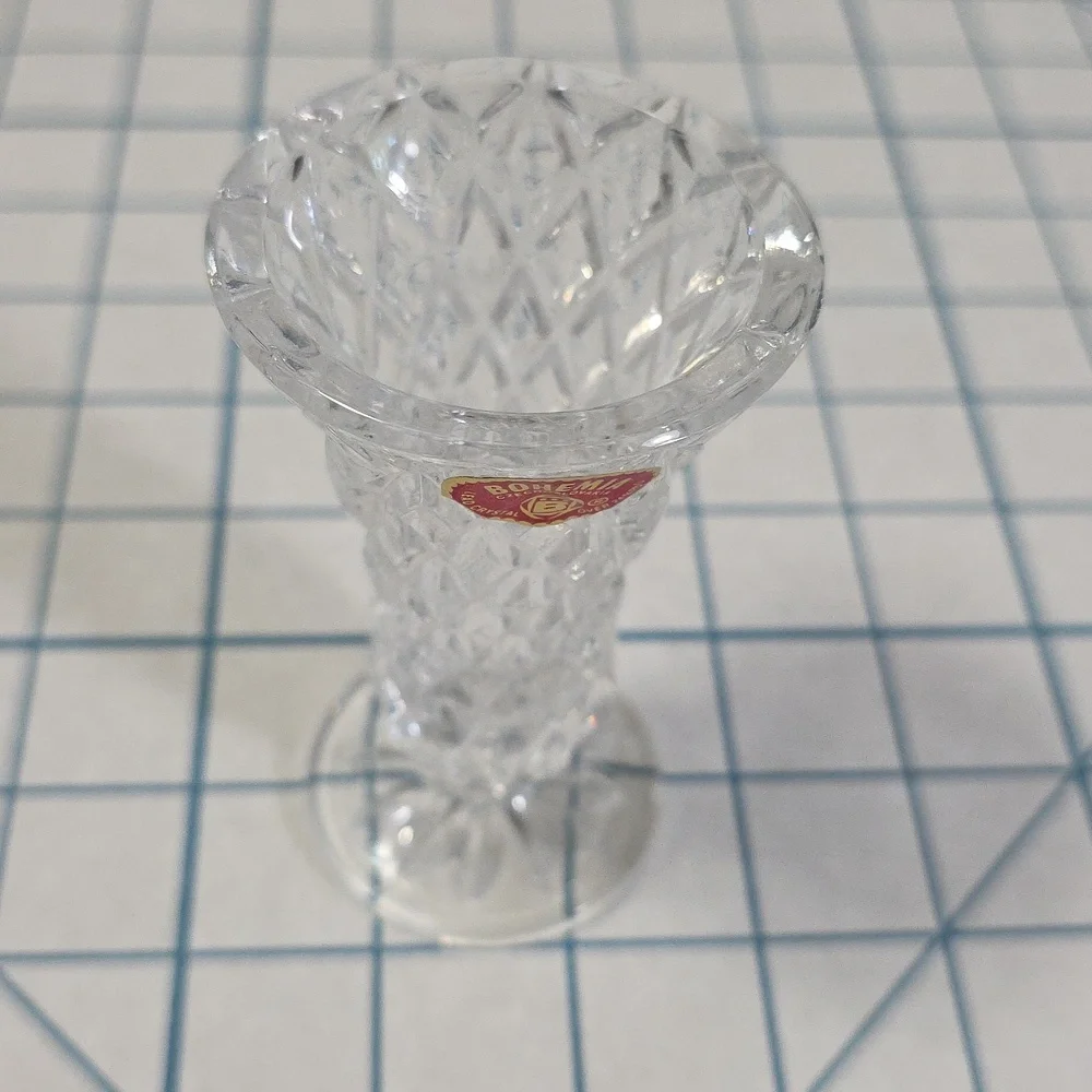 Miniature‎ Footed Bohemia Crystal Bud Vase, Vintage 4